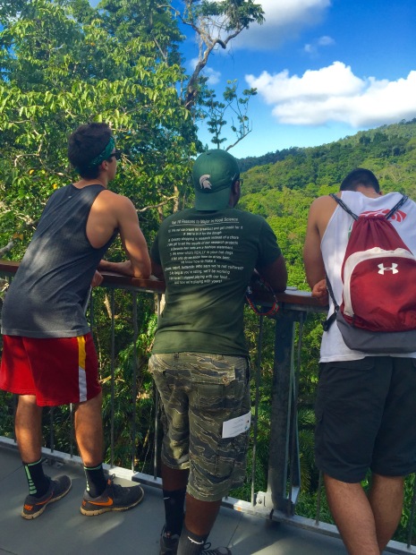 Joey, Quan, and Alex taking in the scenery on top of the tower.